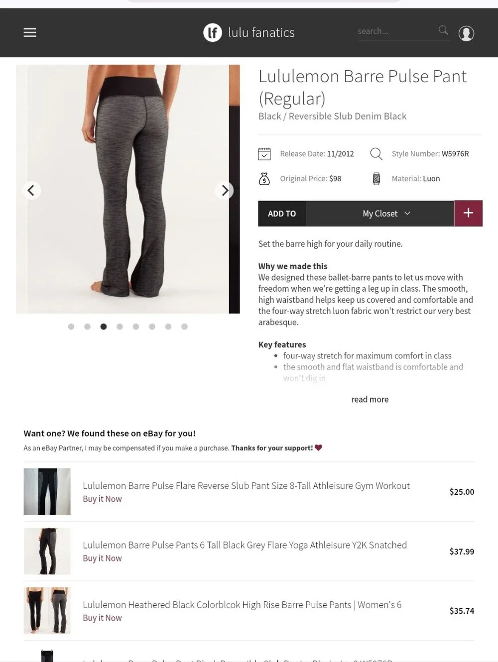 Lululemon Barre Pulse Pant